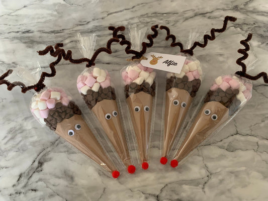 Reindeer hot chocolate cones