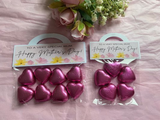 Pink heart chocolates