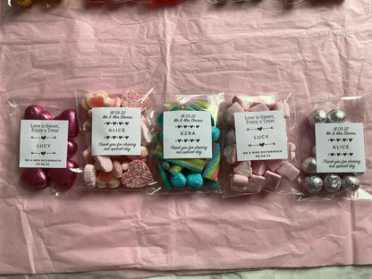 Display of personalised sweets bag