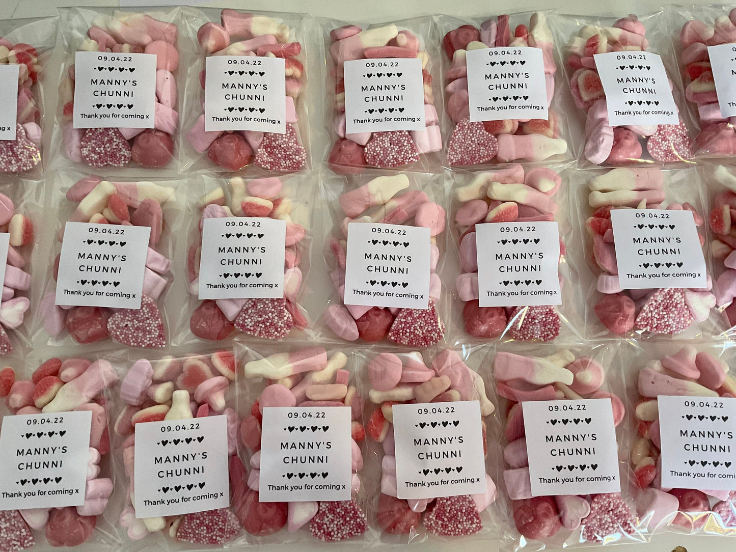 Display of personalised sweets bag