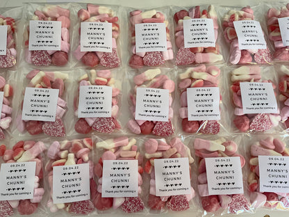 Display of personalised sweets bag