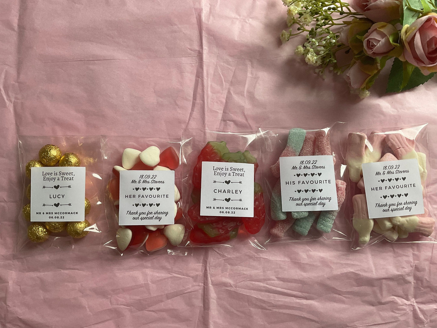 Display of personalised sweets bag