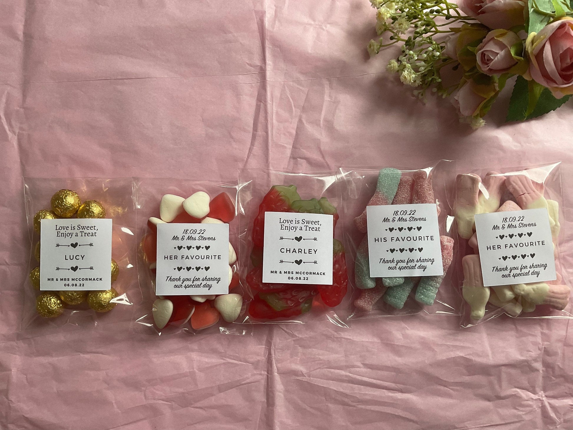 Display of personalised sweets bag