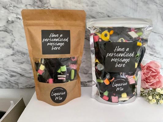 Two different sized Liquorice Sweet Treat Gift Bags